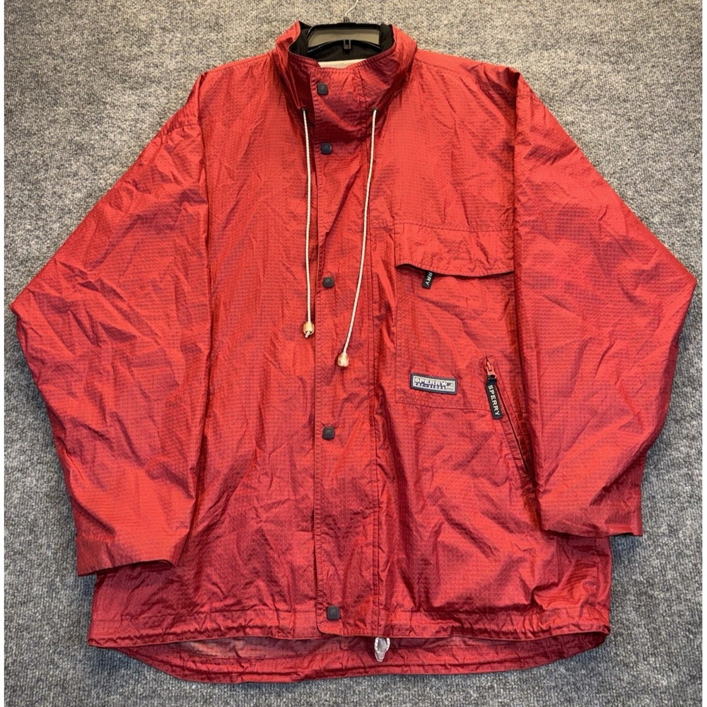 Sperry Top Sider Sailing Jacket Men's Size Large Red Lightweight Windbreaker